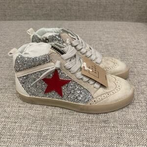 NEW Shu Shop Paulina Kids Sneakers in Silver Glitter New in Box Size 5